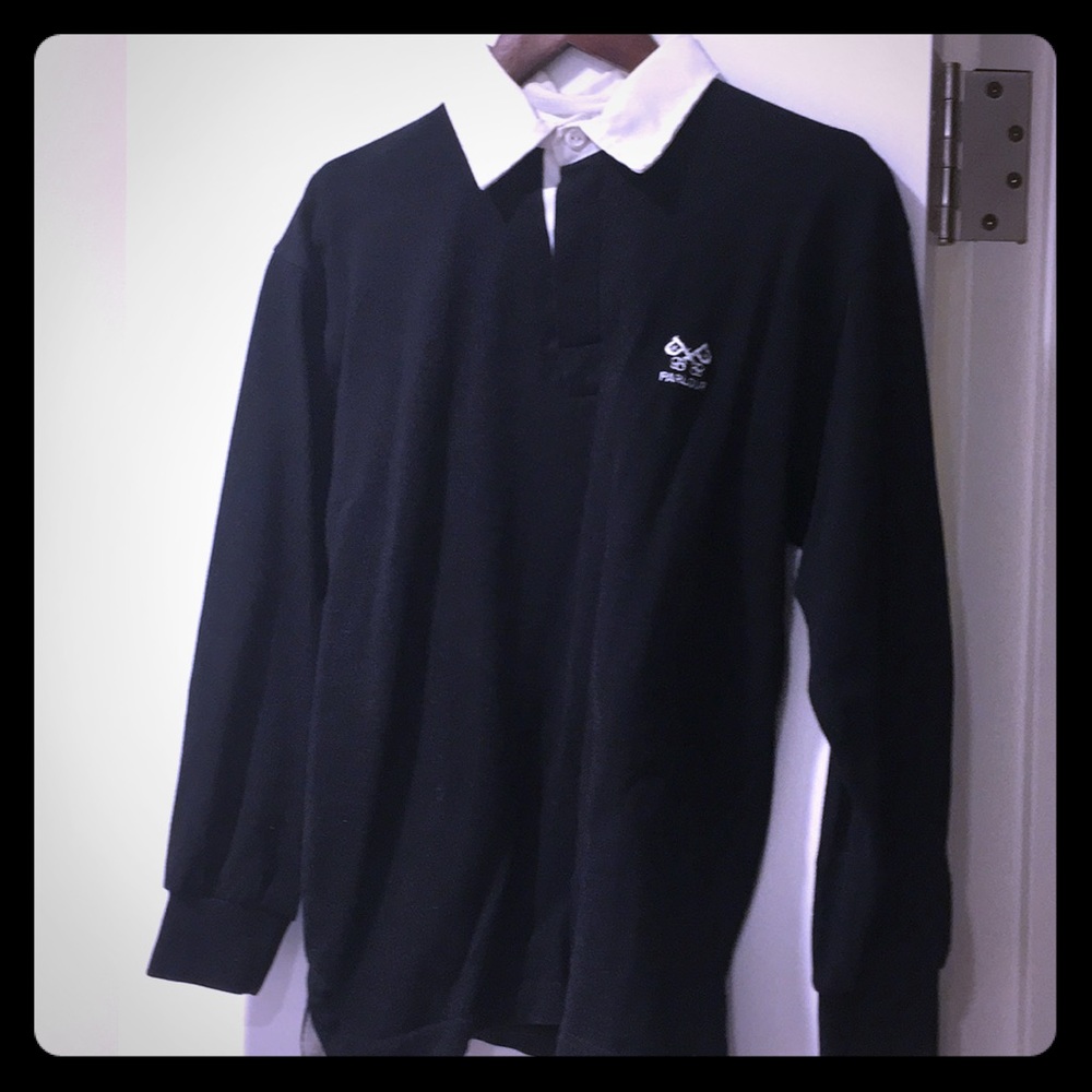PARLOUR Men’s Black Long Sleeve Rugby Shirt